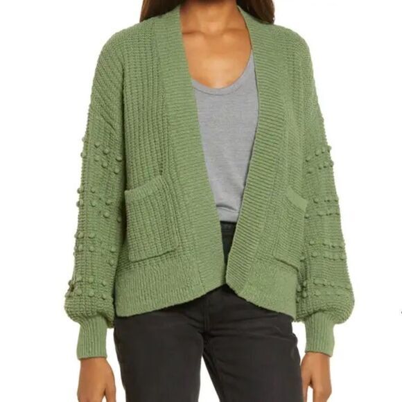 Madewell Bobble Cardigan Sweater, size XXS, color green, NWT - Picture 1 of 11